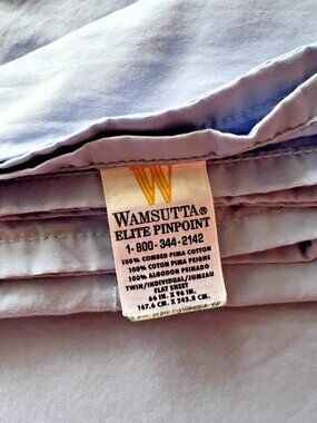Wamsutta Elite Pinpoint TWIN FLAT Sheet 100% Pima Cotton Blue 66"W x 96"L USA